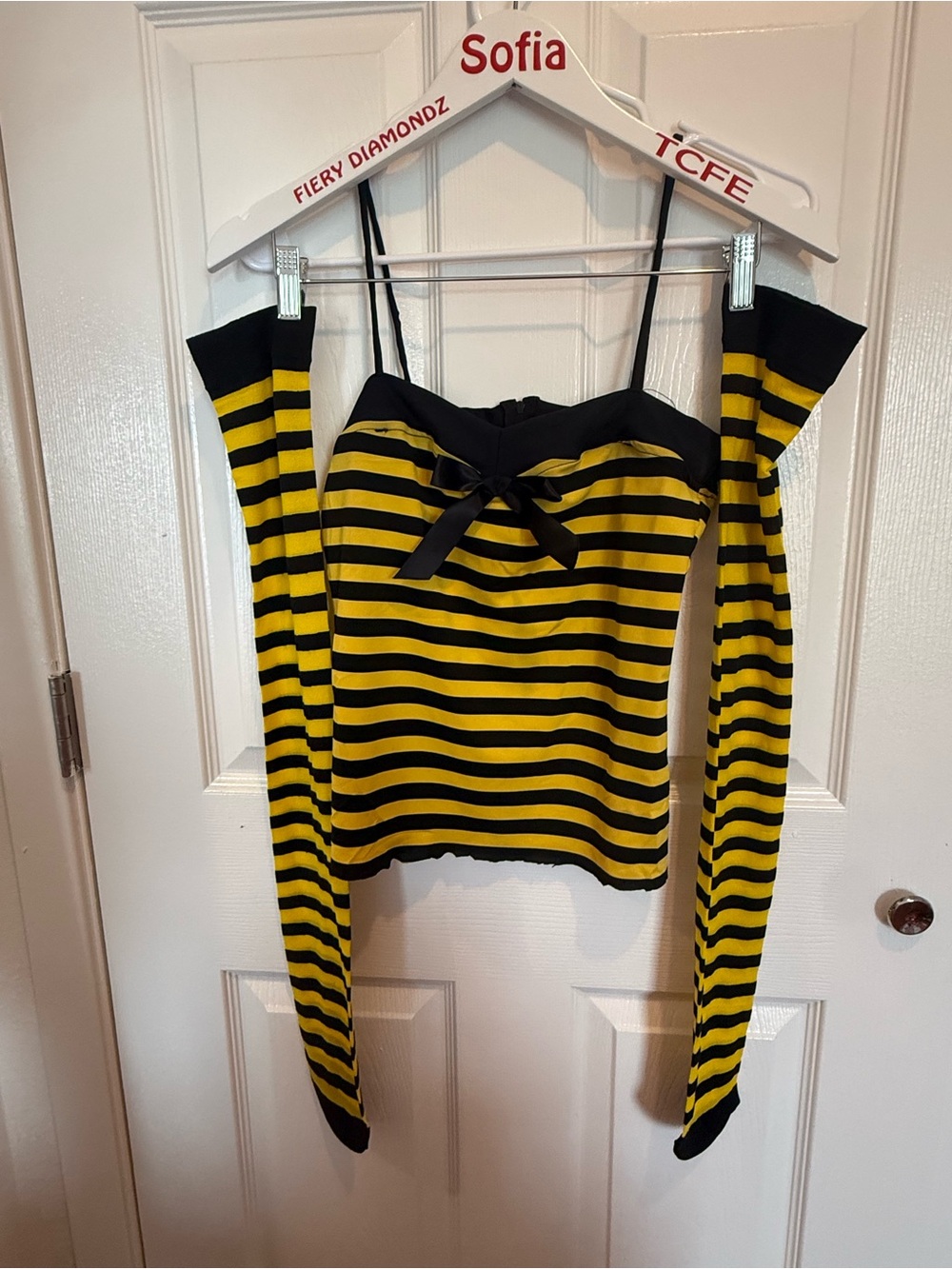 bumblebee halloween top and knee high socks